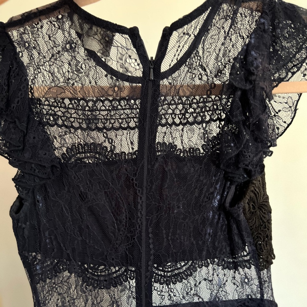 Navy Blue Lace Midi Dress